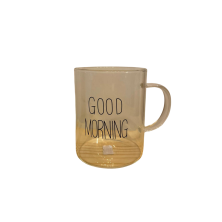 Taza vidrio transparente good morning